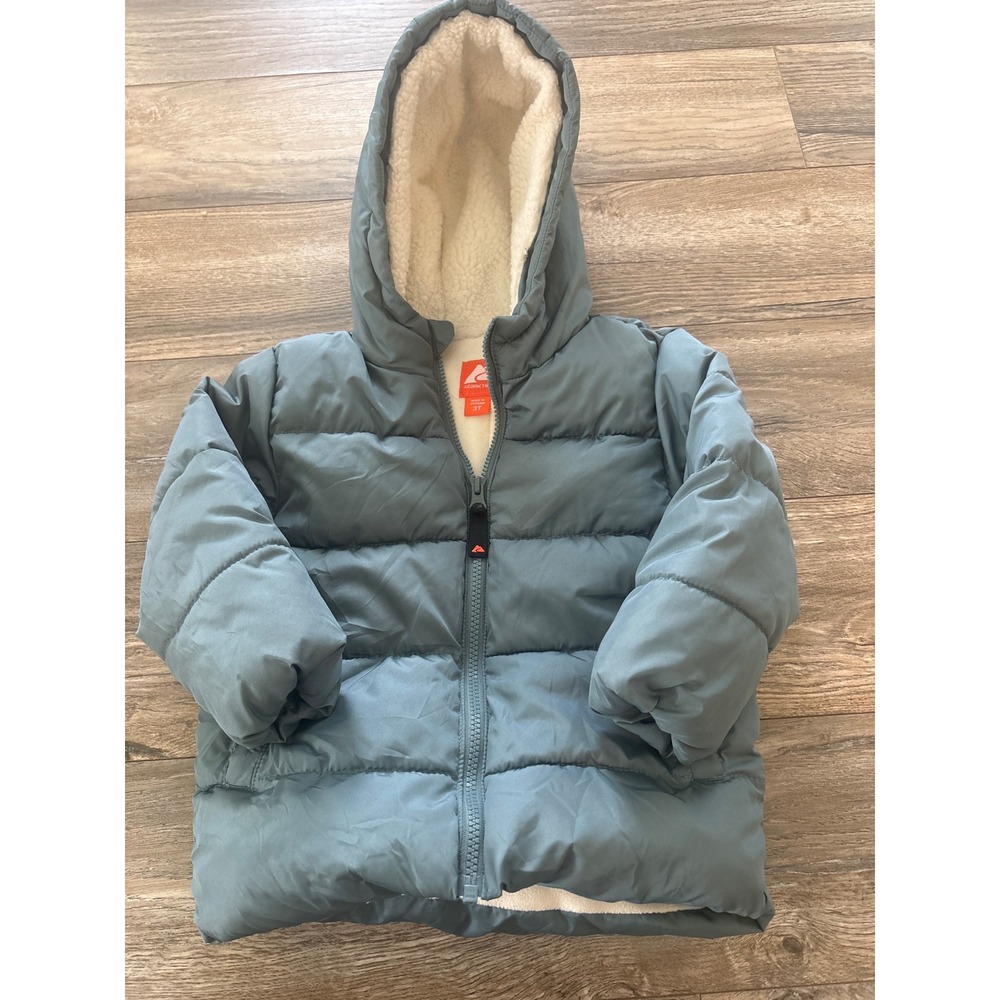 Ozark Trail Toddler Blue Sherpa Lined Puffer Jacket Hooded Coat 3T